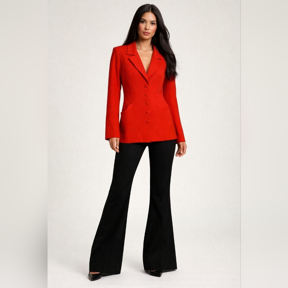 Peggy Jennings Womens Red Vintage Blazer 20" Pit To Pit Rare Piece